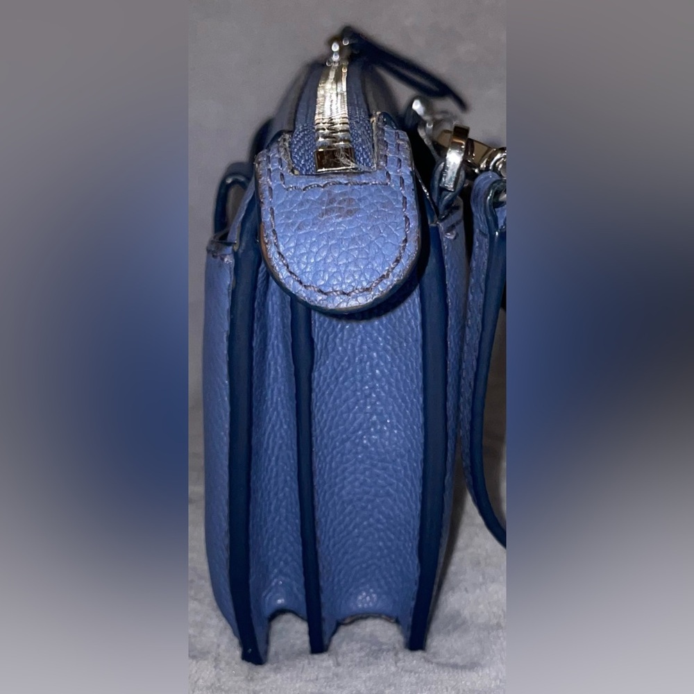 Kate Spade Small Tab Jackson Blue Crossbody Wallet Clutch Pebbled Leather - Picture 4 of 8